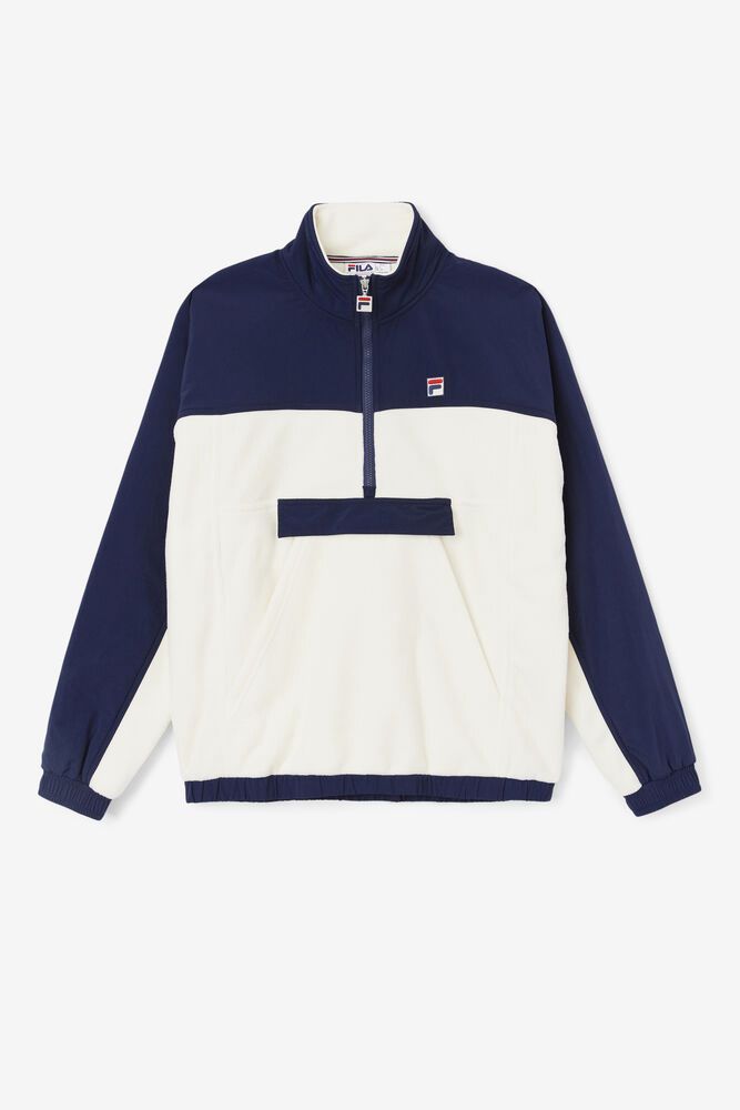 Fila Bunda Panske Erick 1/2 Zips Pullover Biele/Námornícka Modrá - TMEXO2316